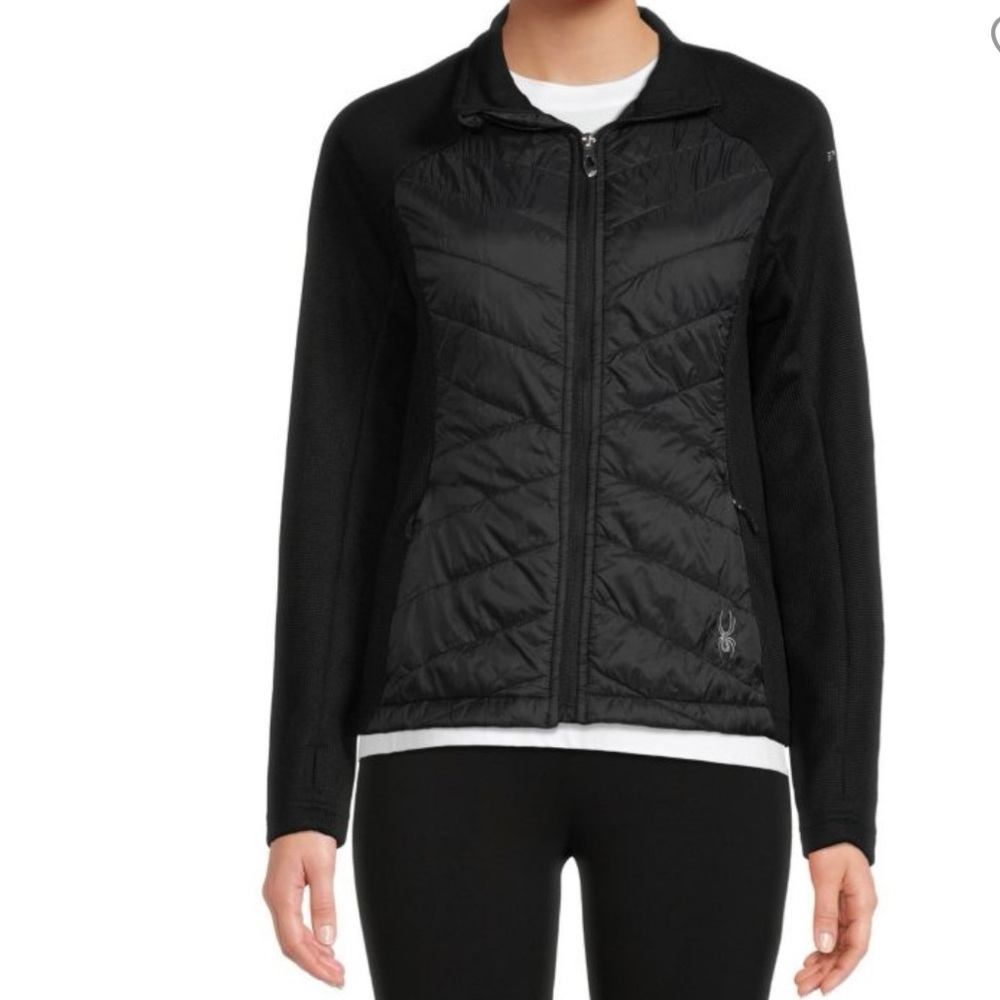 Spyder Black Ski Jacket with Quilted Front and Stretch Panels